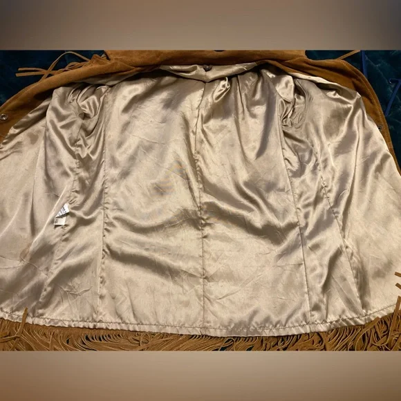 Jo O Kay Vintage Leather Fringed Jacket Coat Unisex Bohemian Western - Picture 7 of 16